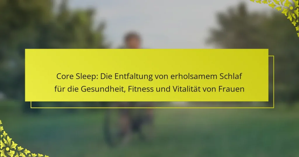 Core Sleep: Die Entfaltung von erholsamem Schlaf für die Gesundheit, Fitness und Vitalität von Frauen