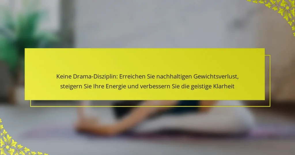 Keine Drama-Disziplin: Erreichen Sie nachhaltigen Gewichtsverlust, steigern Sie Ihre Energie und verbessern Sie die geistige Klarheit