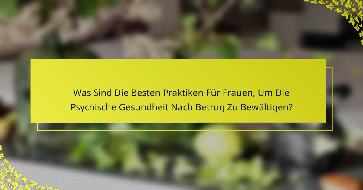 Was Sind Die Besten Praktiken Für Frauen, Um Die Psychische Gesundheit Nach Betrug Zu Bewältigen?