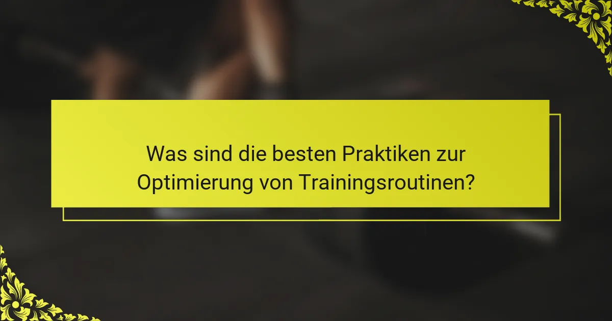 Was sind die besten Praktiken zur Optimierung von Trainingsroutinen?