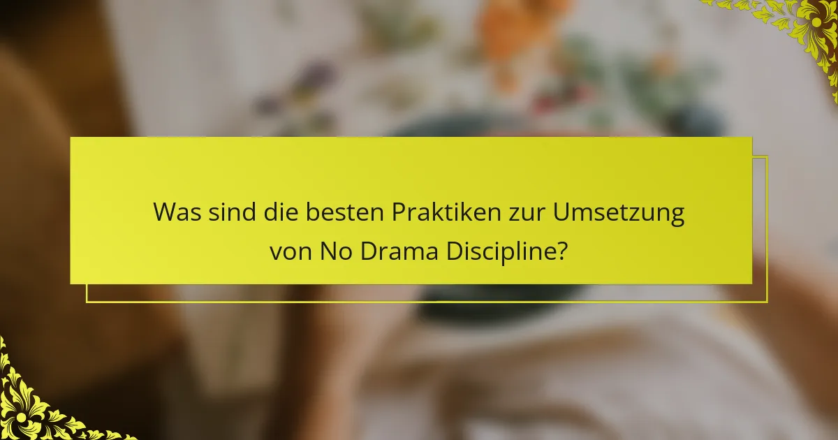 Was sind die besten Praktiken zur Umsetzung von No Drama Discipline?
