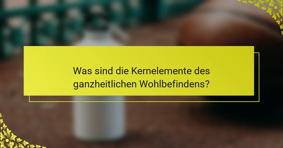 Was sind die Kernelemente des ganzheitlichen Wohlbefindens?
