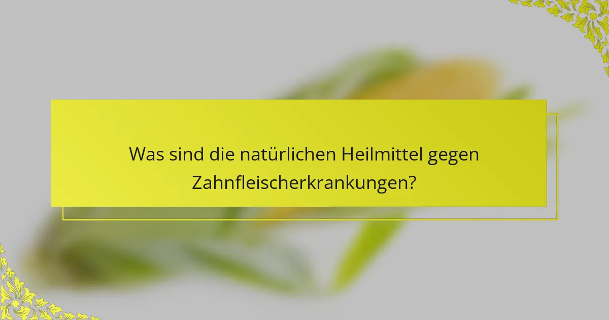 Was sind die natürlichen Heilmittel gegen Zahnfleischerkrankungen?