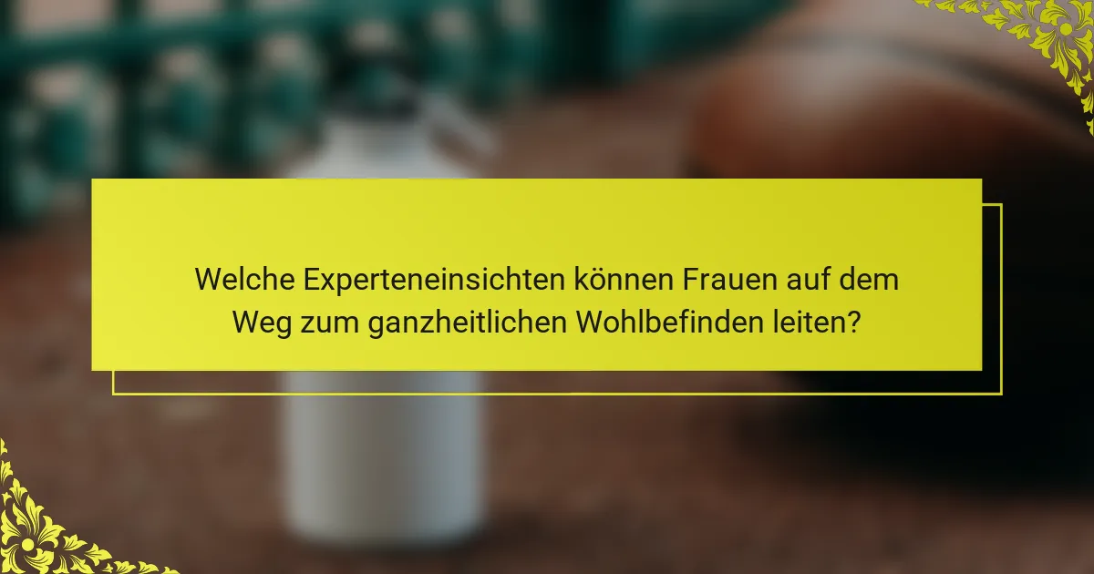Welche Experteneinsichten können Frauen auf dem Weg zum ganzheitlichen Wohlbefinden leiten?