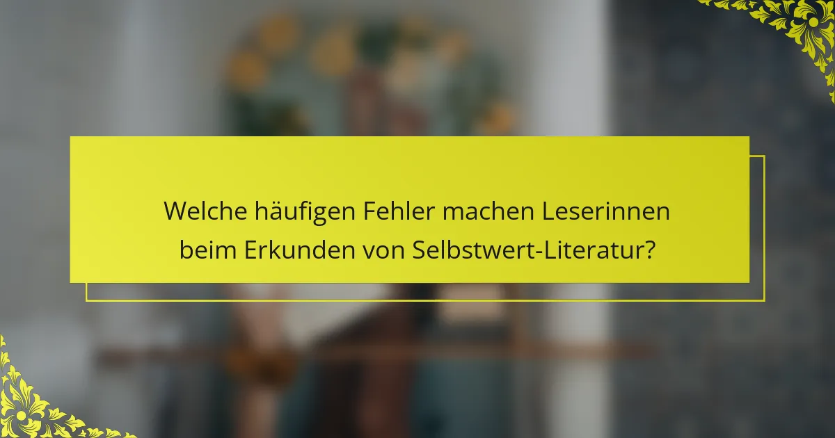 Welche häufigen Fehler machen Leserinnen beim Erkunden von Selbstwert-Literatur?