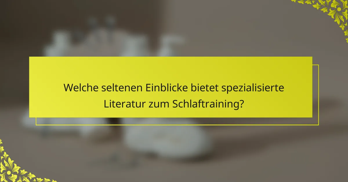 Welche seltenen Einblicke bietet spezialisierte Literatur zum Schlaftraining?